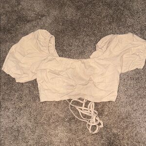 SHEIN Cream Puff Sleeve Crop Blouse